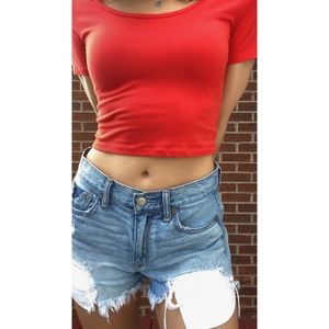 Forever 21 Basic Must Have Orange Crop Top